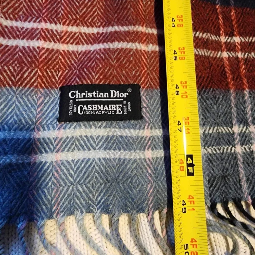 vintage Christian Dior plaid fringe scarf - Picture 3 of 3